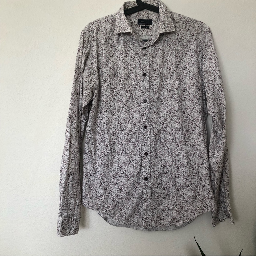 Zara Man Slim Fit Floral Dress Shirt